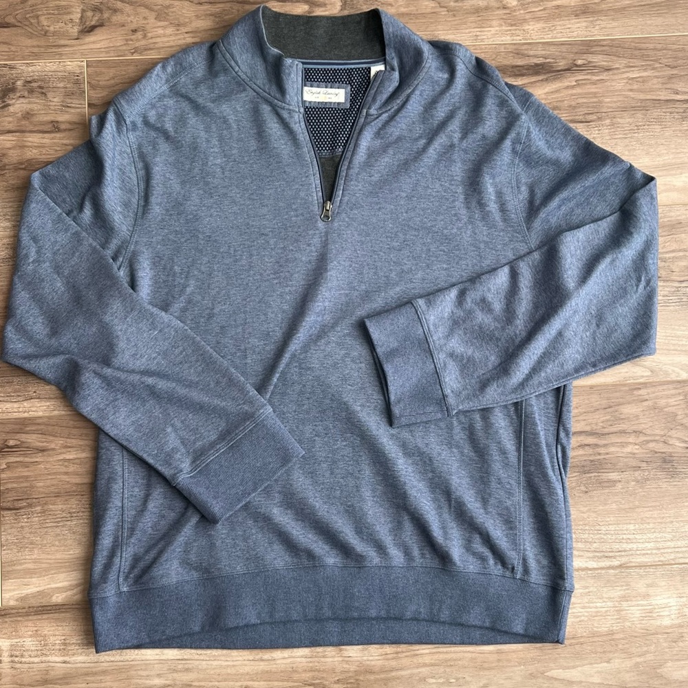 Men’s English Laundry pull over top with zip at neck blue like new condition XXL